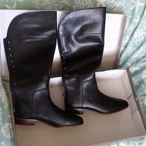 Black leather riding boots